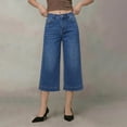 thumbnail image 4 of ZKunhua Womens High Waist Denim Wide Leg Capri Pants Casual Stretch Jean Cropped Trousers with Pockets, 4 of 8