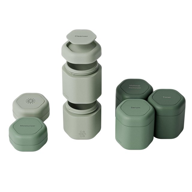 Set completo de cuidado de la piel Travel Containers Cadence con tapas magnéticas