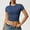 Blue, variant on QUNYINEY Short Sleeve T Shirts for Women Casual Crew Neck Solid Tops Stretch Workout Slim Yoga Crop Shirts