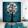 thumbnail image 2 of 4Pcs Pumpkin Shower Curtain Sets with Non-Slip Rugs, Toilet Lid Cover and Bath Mat, Haunted House Waterproof Shower Curtains Bathroom Decor Set Halloween Decor, 2 of 7