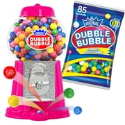 Playo Coin-Operated 8.5” Gumball Machine For Kids with 45 Pcs Bubble Gum, Pink