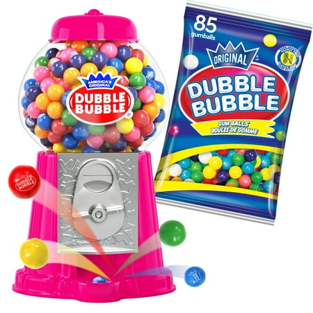 Playo Coin-Operated 8.5” Gumball Machine For Kids with 45 Pcs Bubble Gum, Pink