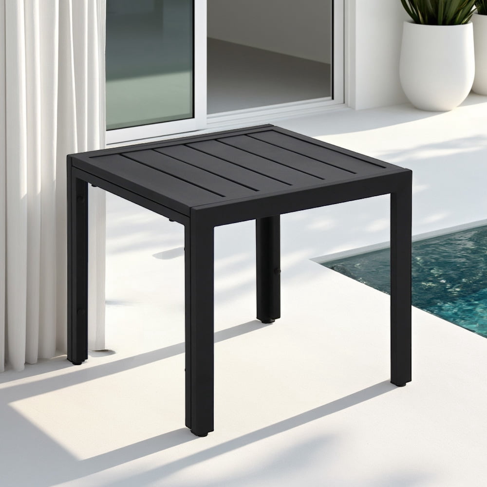 Abble 20" Square Steel Patio Side Table - All-Weather Indoor/Outdoor Accent Table End Table for Patio, Living Room, Poolside, Matte Black