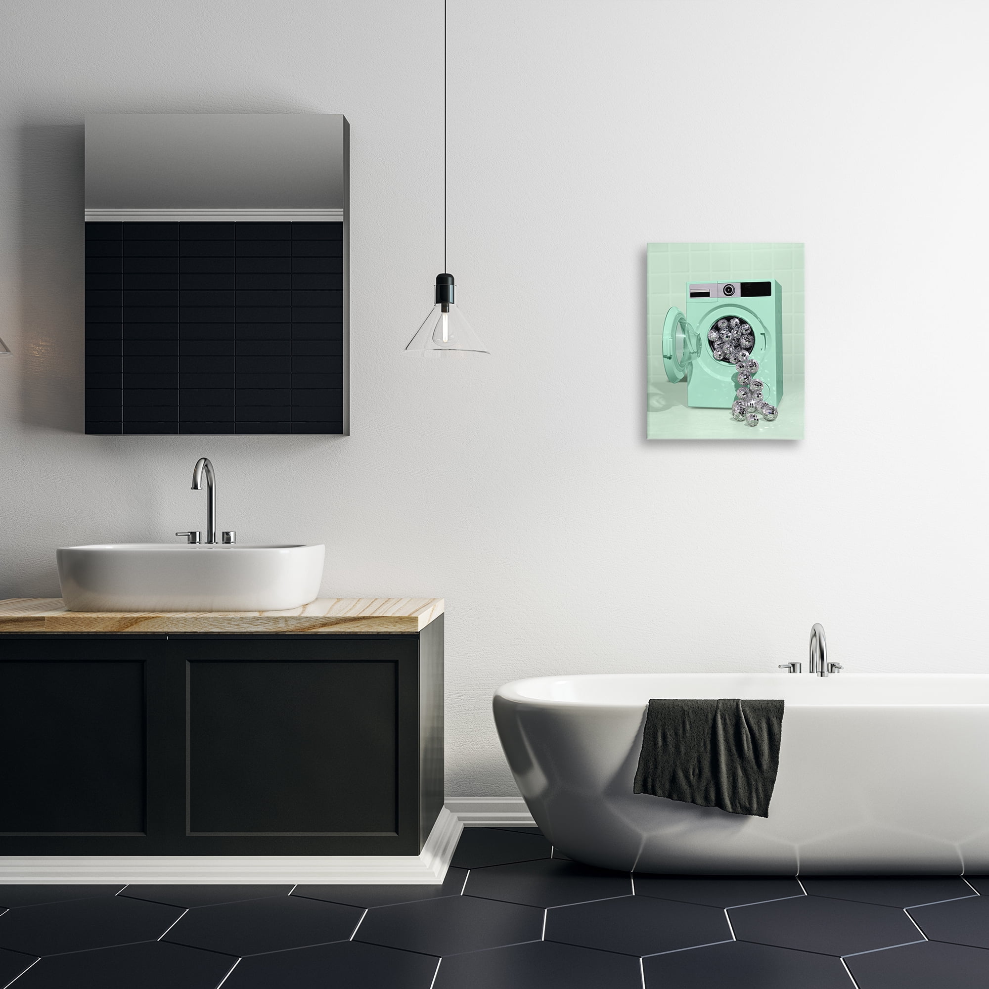 Stupell Industries Disco Laundry Machine over Green Canvas Wall Art, design by LISH Creative