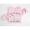 thumbnail image 4 of Festive Goose On The Loose Embroidered Sweatshirt | Funny Holiday Animal Crewneck Pullover, 4 of 6