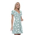 thumbnail image 1 of Women’s A Line Flower Summer Dress, Retro Triangle Arrangement, Cross Wrap V Neck, 6 Sizes, by Ambesonne, 1 of 2