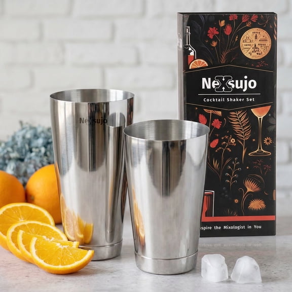 Boston Shaker Set, Professional Cocktail Shaker Set with 18oz & 28oz Weighted Stainless Steel Bar Shakers, Secure Fit and Dishwasher Safe Bartending Tools for Home Bar and Professional Use