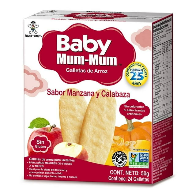Galletas de arroz Baby Mum Mum sabor manzana y calabaza +6 meses 24 piezas