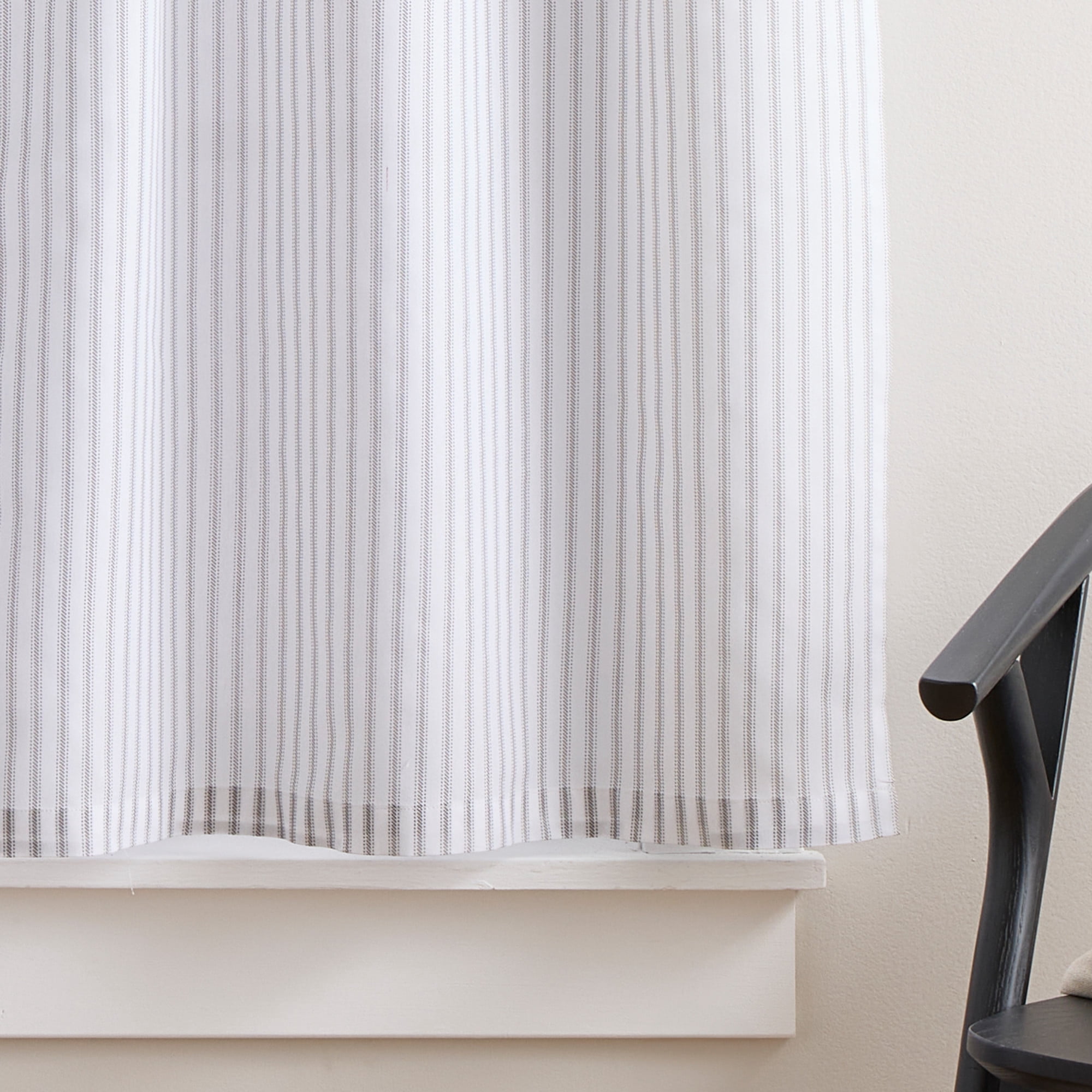 Curtainworks James 3 Piece Valance and Tier Set Grey, Rod Pocket, Light Filtering, Indoor, 58," x 14", Adult