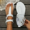 thumbnail image 6 of IUJSOY Women's Gladiator T-Strap Sandals Clip Toe Roman High Top Ankle Buckle Strap Flat Sandals, 6 of 9