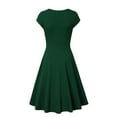 thumbnail image 3 of Robe Évasée Rétro pour Femmes, Manches Courtes, Style Vintage, Années 50, Décontractée, Soirée, Col, Noire, 2023, 3 of 3