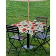 thumbnail image 4 of Fsddascl Red Poppy Flower Outdoor Tablecloth - 54x54 Inch Square Dining Table Cover, Blue Daisy Floral Patriotic 4th of July Waterproof Outdoor Table Cloth with Umbrella Hole & Zipper for Patio, 4 of 7