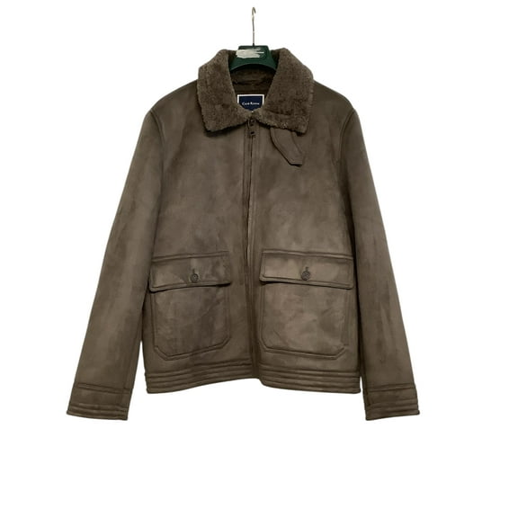 Club Room Men's Faux Suede Jacket XL Grey Sherpa Lined