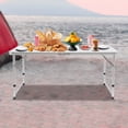 thumbnail image 6 of Modern White Rectangular Portable Folding Table Indoor & Outdoor Adjustable Height Table for Picnic, BBQ, 6 of 20