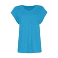 thumbnail image 4 of Jzuxvd Women's Casual Cap Sleeve V Neck T Shirts Basic Summer Tops Loose Solid Color Blouse Light Blue S, 4 of 7