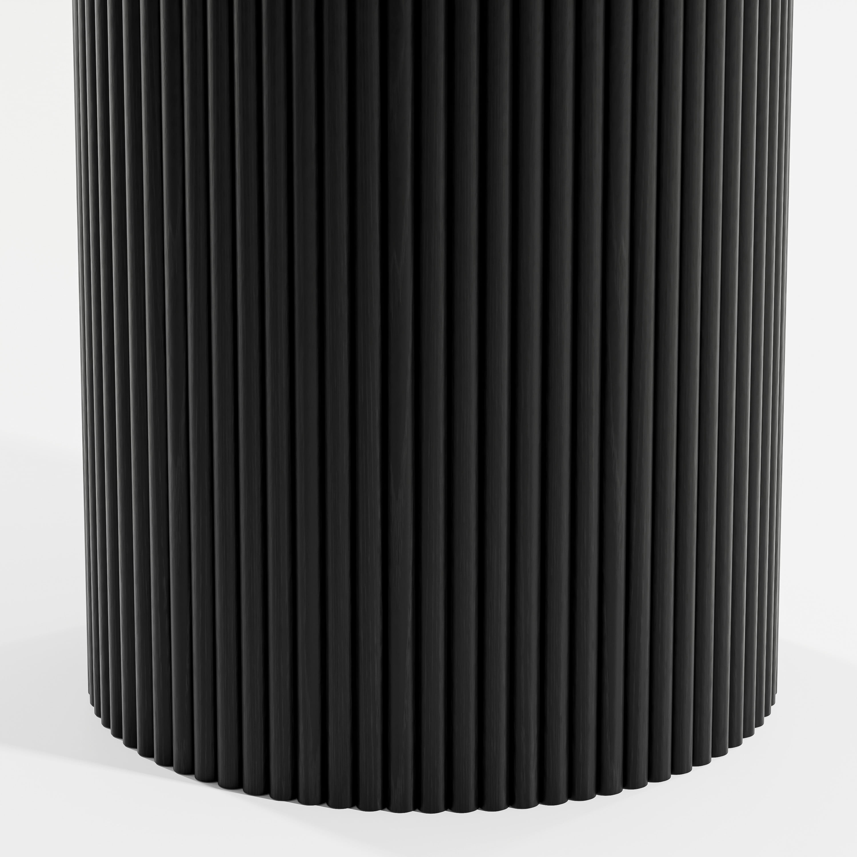 52 in. Soild Wood Black Dining Table Round Kitchen Table