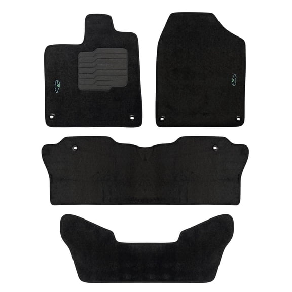 Carpet Floor Mats Custom for 2016 to 2022 Honda Pilot 7 Passengers with Driver Heel Pad and Safety Locks, Front, Rear and 3rd Row, Black - ecoMats