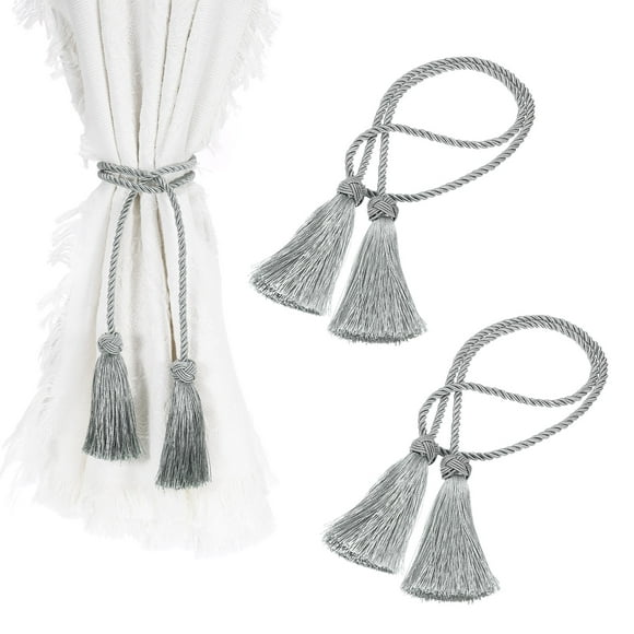 Uxcell Tassel Curtain Tiebacks, Curtain Holdbacks with Tassel for Home Gray 2 pack