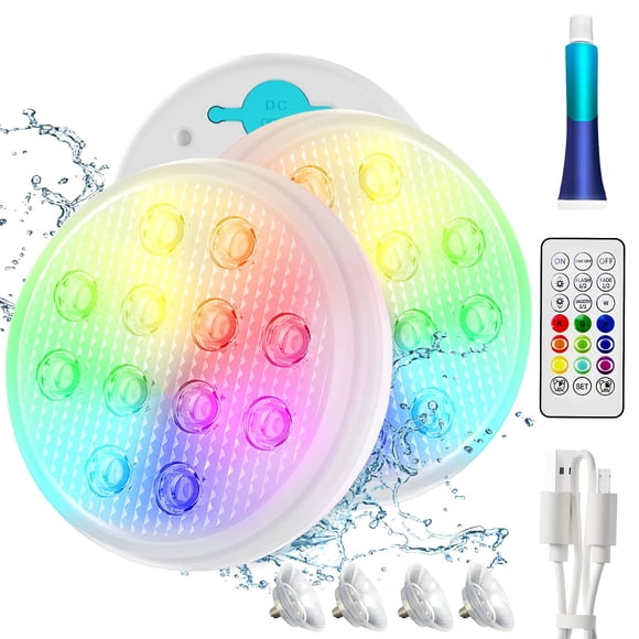 Luces de piscina QOLNBY LED recargables IP68 a prueba de agua (paquete de 2)
