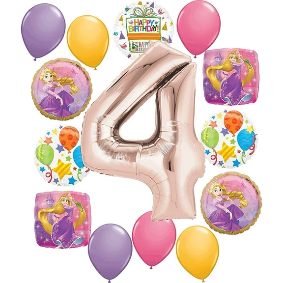 Princess Rapunzel 4th Birthday Party Supplies Balloon Bouquet Decorations