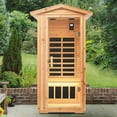 thumbnail image 3 of 1 Person Outdoor Home Far Infrared Sauna, 1560W Old Fir Outdoor Infrared Sauna Dry Sauna with Color Lighting & Bluetooth Speaker Reading light & Touch control for Backyard, 3 of 12