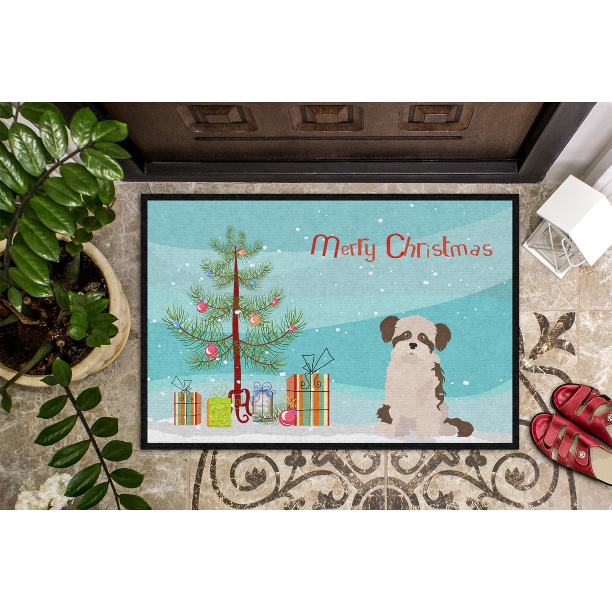Carolines Treasures CK3890JMAT Shi Chi 3 Christmas Tree Door Mat Indoor Rug or Outdoor Welcome Mat 24x36 Doormat 36"L x