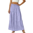 thumbnail image 5 of Hvyesh Cotton Linen Skirt for Women Smock Layered Tiered Maxi Skirt High Waisted A Line Flowy Skirts with Pockets, 5 of 9
