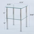 thumbnail image 2 of Yardi Yard Set of 2 Modern Living Room End Table 2 Tier Glass Side Table with Metal Legs, Clear, 2 of 5