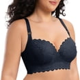 thumbnail image 5 of Gkeoshab Women's Bras Women's Thin Cup Lace Underwire Bra Side Control & Shaping Full Coverage Minimizer Bralette Black M, 5 of 8