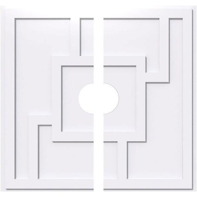 Ekena Millwork CMP38KX2-06000 38 in. OD x 6 in. ID Square Knox Architectural Grade PVC Contemporary Ceiling Medallion - 2 Piece