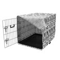 thumbnail image 3 of Magic Moon Dog Crate Cover, Repeating Monochrome Eye Occult Bonfire Crescent Candle Sketch, Easy to Use Pet Kennel Cover for Medium Large Dogs, 35" x 23" x 27", Black White, by Ambesonne, 3 of 6