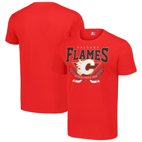 Men's Starter Red Calgary Flames Team Logo Graphic T-Shirt