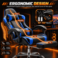 thumbnail image 3 of Ergonomic Gaming Chair with Footrest, High Back PU Leather Computer Video Game Desk Chair with Lumbar Support and Headrest, Reclining Swivel Executive Office Chair, 3 of 8