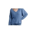 thumbnail image 2 of Lucky Brand Women's Ribbed V Neck Top Bright Blue Size Medium, 2 of 3