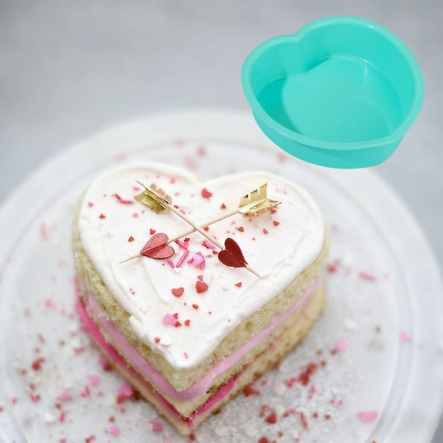 Moldes de silicona para pasteles con forma de corazón | Molde antiadherente de 11,4 cm | Molde para cupcakes de una sola cavidad para San Valentín y aniversarios | Apto para horno, microondas y