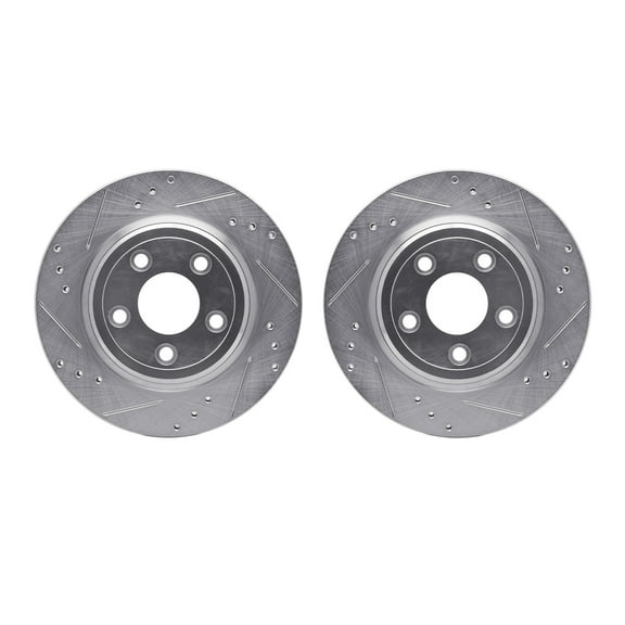 Dynamic Friction Company Rear Brake Rotors-Drilled and Slotted-Silver 7002-54249