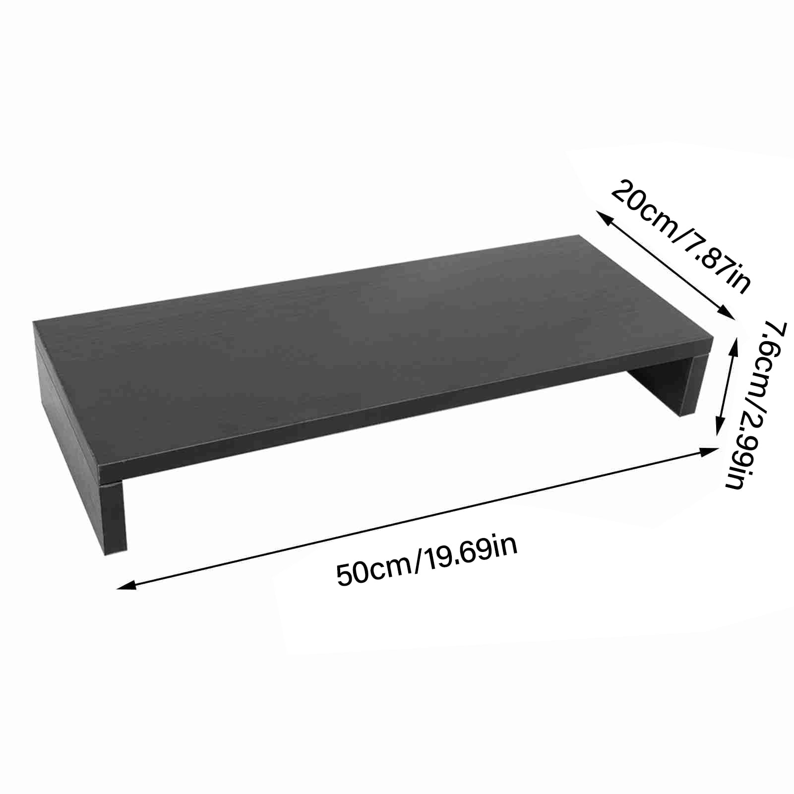 Yajisi Wooden Monitor Stand LED LCD Computer Riser Desktop Organizer Display Shelf Space Saving Design Ergonomic Viewing Height For Home Office Workstation, Black (19.68 in / 50 cm)