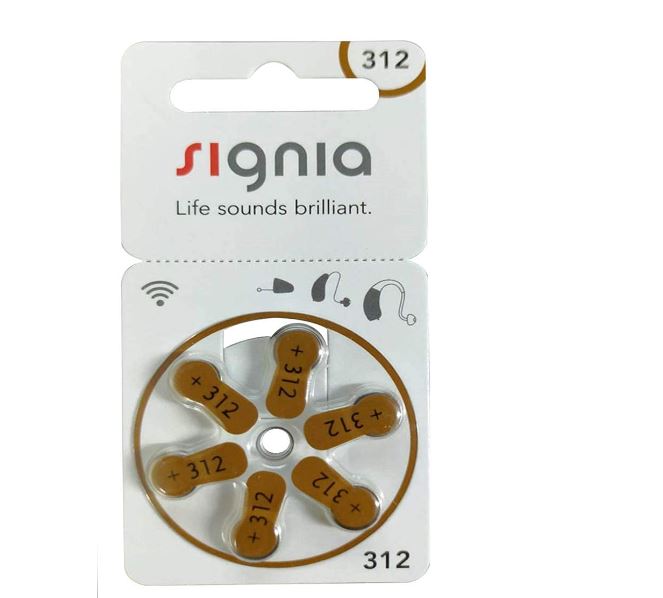 Signia Hearing Aid Battery Size 312, Pack of 30 Batteries