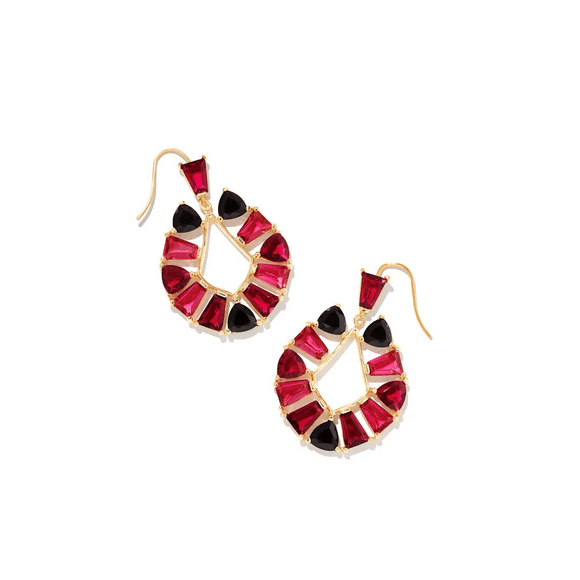 Kendra Scott Blair Gold Jewel Open Frame Earrings in Ruby Mix