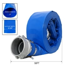 3"x50FT Filter Pool Backwash Hose, Heavy Duty Reinforced Blue PVC Lay Flat Water Discharge Pump Hoses For Swimming Drain Pools and Clean Filters, with Aluminum Camlock C and E Fittings