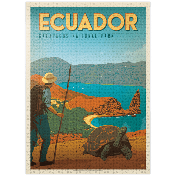 MyPuzzle - Ecuador: Galapagos National Park, Vintage Poster - Premium 1000 Piece Jigsaw Puzzle for Adults