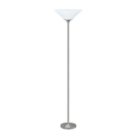 - Aspen Creative 45016-11, One-Light Metal Torchiere Floor Lamp, Transitional Design in Satin Nickel Finish, 71
