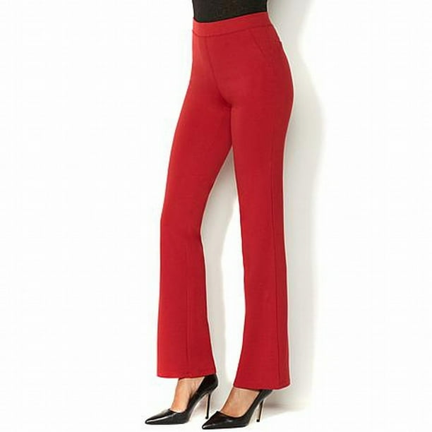 red bootcut pants