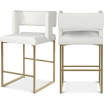 Pemberly Row Modern White Vegan Leather Counter Stool (Set of 2)