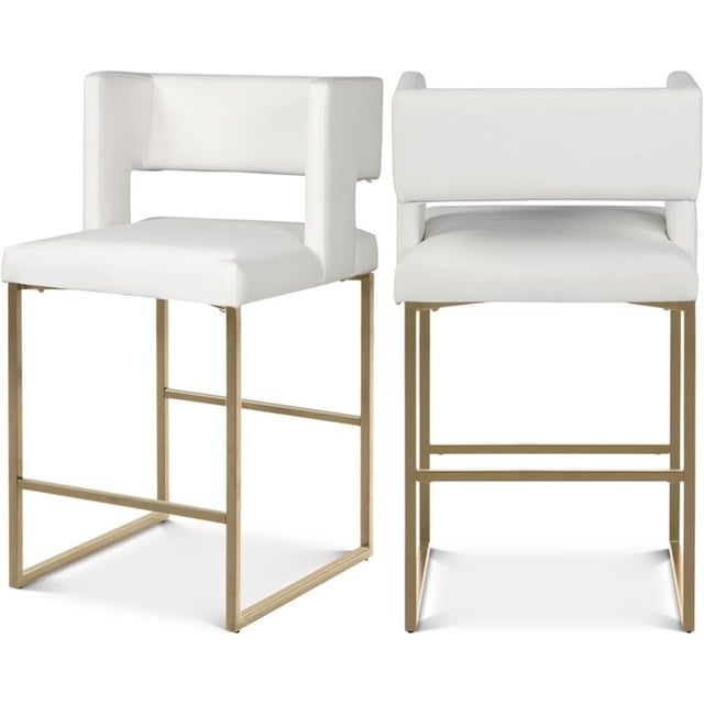 Meridian Furniture Caleb White Vegan Leather Counter Stool (Set of 2)