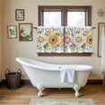 thumbnail image 4 of Colorful Daisy Floral Tier Curtains 24 Inch Length, Spring Flowers Botanical Leaves Rustic Cafe Short Curtains for Bathroom Sink, Small Kitchen Curtain Light Filtering Drapes 2 Panels 27.5"Wx24"L, 4 of 8