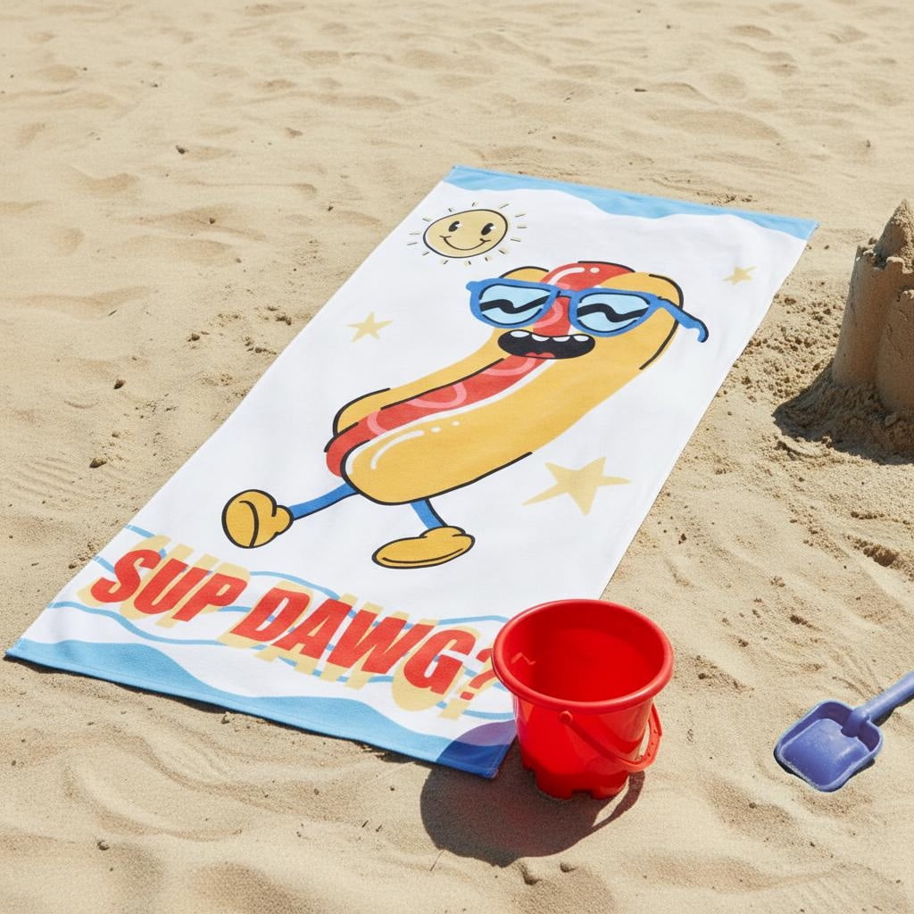 Mainstays Kids Beach Towel, Sup Dog, 30 in x 60 in