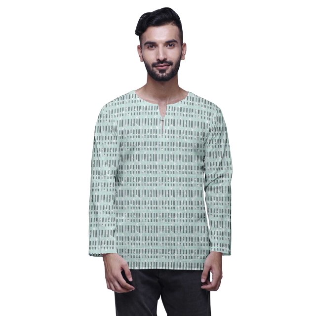 Atasi Indian Traditional Kurta For Men Keyhole Neck Short KurtaShirtFor Boys