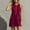 Wine, variant on Wovilon Women's Sleeveless Round Neck Shift Dress with Contrast Piping and Button Front, Cotton Linen Blend Casual Summer Mini Dress for Vacation and Daily Wear