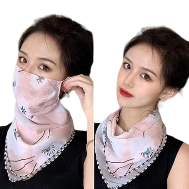 Women Sun Protection Veil Triangle Print Scarf UV Protection Breathable Mask